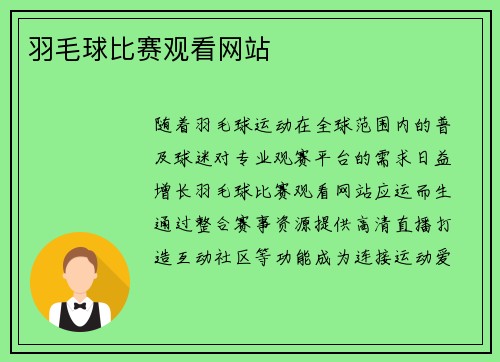 羽毛球比赛观看网站